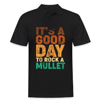 Vokuhila Haarschnitt Mullet - Männer Poloshirt - Schwarz - Vorne - Kai (181cm)