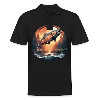 Lachse Lachs - Männer Poloshirt - Schwarz - Vorne - Kai (181cm)