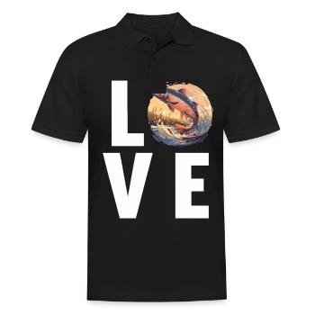 Lachse Lachs - Männer Poloshirt - Schwarz - Vorne - Kai (181cm)