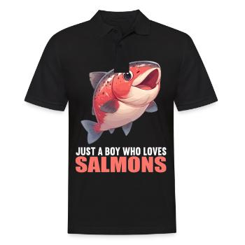 Lachse Lachs - Männer Poloshirt - Schwarz - Vorne - Kai (181cm)