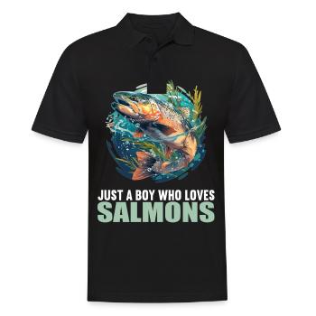 Lachse Lachs - Männer Poloshirt - Schwarz - Vorne - Kai (181cm)