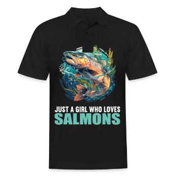 Lachse Lachs - Männer Poloshirt - Schwarz - Vorne - Kai (181cm)