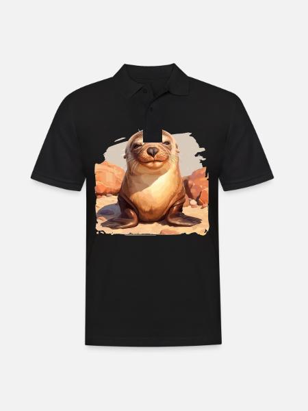 Seelöwen Seelöwe - Männer Poloshirt - Schwarz