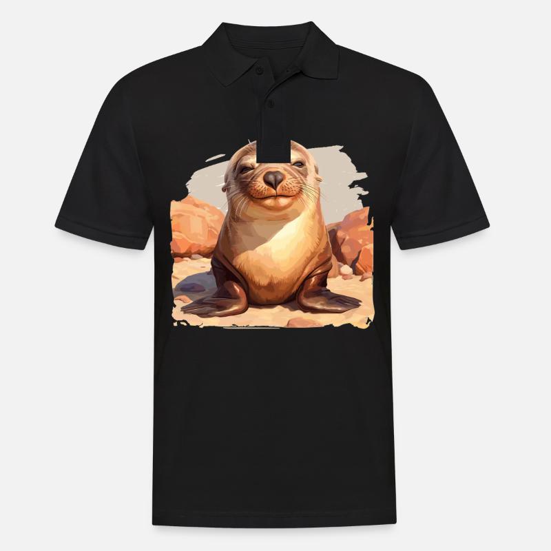 Seelöwen Seelöwe - Männer Poloshirt - Schwarz