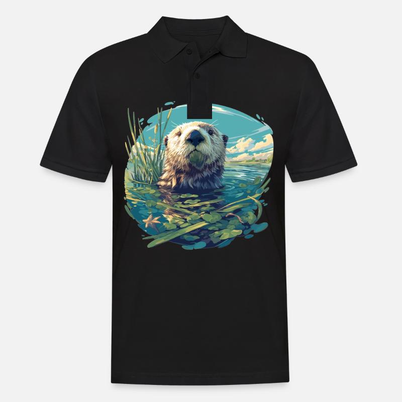 Seeotter - Männer Poloshirt - Schwarz