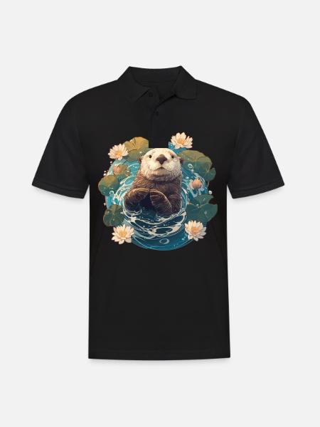 Seeotter - Männer Poloshirt - Schwarz