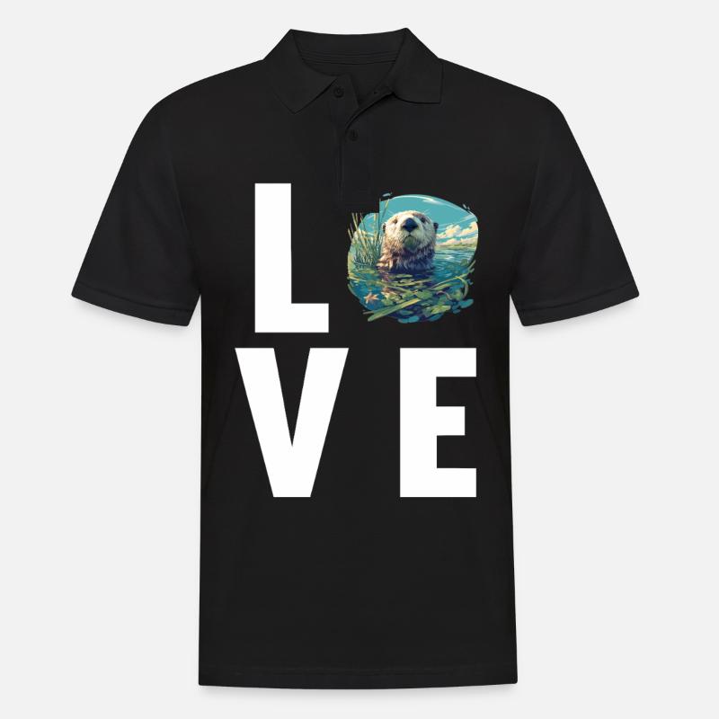 Seeotter - Männer Poloshirt - Schwarz