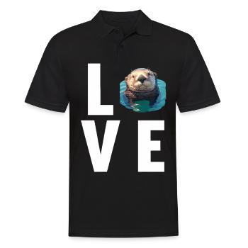 Seeotter - Männer Poloshirt - Schwarz - Vorne - Kai (181cm)