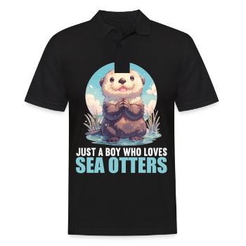 Seeotter - Männer Poloshirt - Schwarz - Vorne - Kai (181cm)
