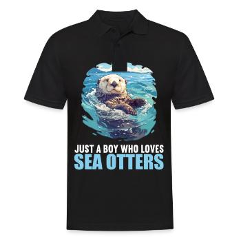 Seeotter - Männer Poloshirt - Schwarz - Vorne - Kai (181cm)