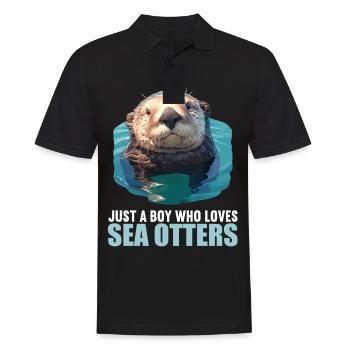 Seeotter - Männer Poloshirt - Schwarz - Vorne - Kai (181cm)