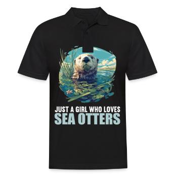 Seeotter - Männer Poloshirt - Schwarz - Vorne - Kai (181cm)