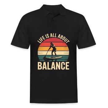 Life Is All About Balance Retro Paddleboarding - Männer Poloshirt - Schwarz - Vorne - Kai (181cm)