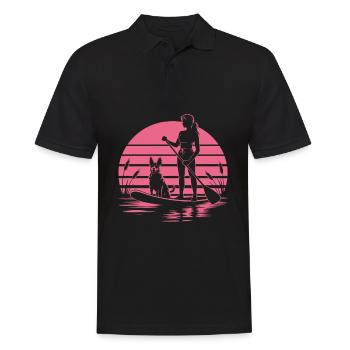 Rétro coucher de soleil chien amoureux Femmes Paddleboard - Polo Homme - noir - Devant - Kai (181cm)