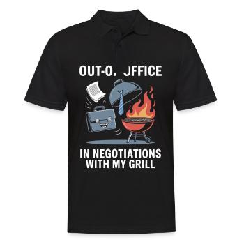 Out of Office In Negotiations with My Grill Labor - Männer Poloshirt - Schwarz - Vorne - Kai (181cm)