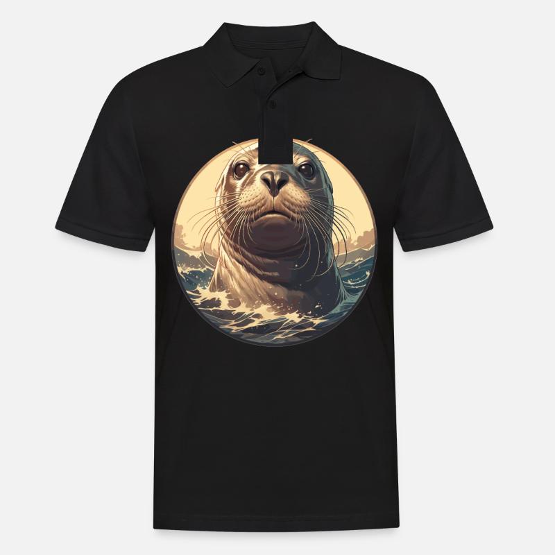 Robben Robbe - Männer Poloshirt - Schwarz