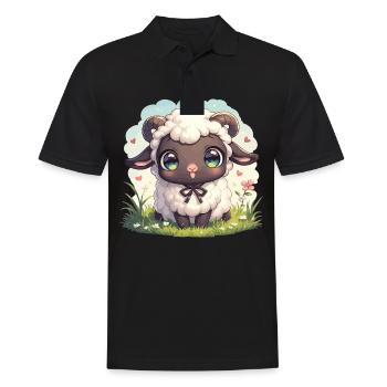 Schafe Schaf - Männer Poloshirt - Schwarz - Vorne - Kai (181cm)