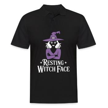 Resting Witch Face Halloween - Men's Polo Shirt - black - Front - Kai (181cm)