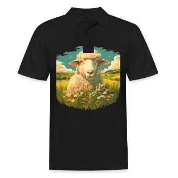 Schafe Schaf - Männer Poloshirt - Schwarz - Vorne - Kai (181cm)