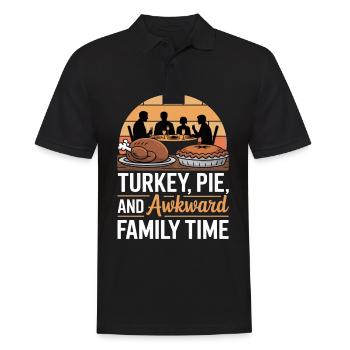 Tarte à la dinde et temps maladroit en famille Thanksgiving - Polo Homme - noir - Devant - Kai (181cm)