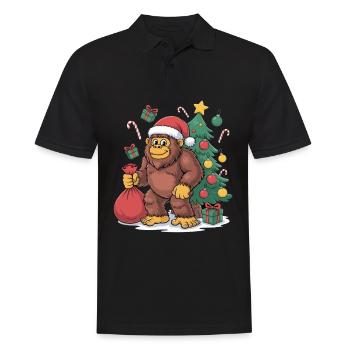 Bigfoot Christmas Tree Presents Christmas - Men's Polo Shirt - black - Front - Kai (181cm)