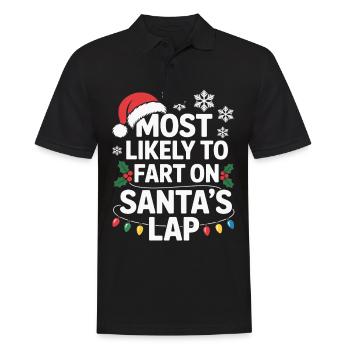 Most Likely To Fart On Santas Lap Funny Christmas - Men's Polo Shirt - black - Front - Kai (181cm)