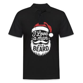 I Love A Man With A Beard Funny Christmas - Men's Polo Shirt - black - Front - Kai (181cm)