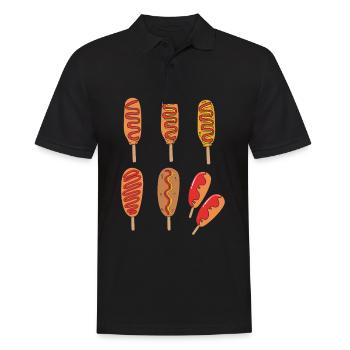 Corn Dog - Männer Poloshirt - Schwarz - Vorne - Kai (181cm)