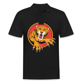 Säbelzahntiger Urzeit - Männer Poloshirt - Schwarz - Vorne - Kai (181cm)