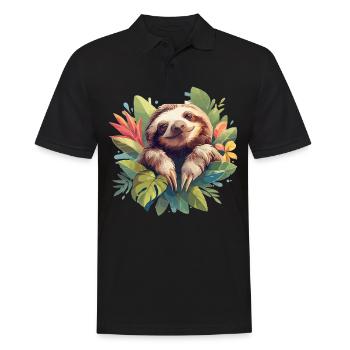 Faultiere Faultier - Männer Poloshirt - Schwarz - Vorne - Kai (181cm)