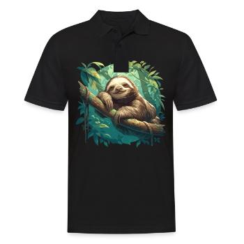 Faultiere Faultier - Männer Poloshirt - Schwarz - Vorne - Kai (181cm)