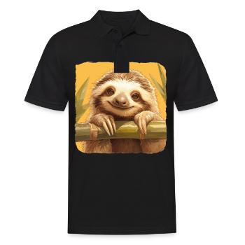 Faultiere Faultier - Männer Poloshirt - Schwarz - Vorne - Kai (181cm)