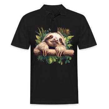 Faultiere Faultier - Männer Poloshirt - Schwarz - Vorne - Kai (181cm)