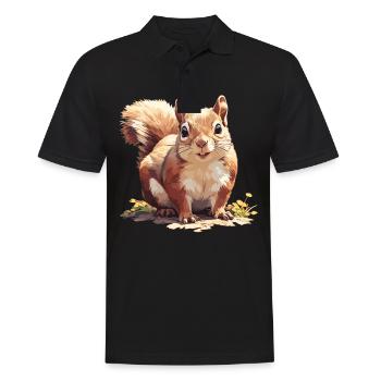 Squirrel - Men's Polo Shirt - black - Front - Kai (181cm)