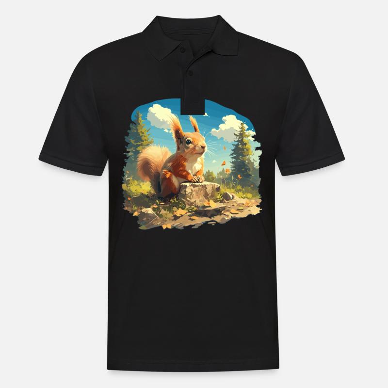Eichhörnchen - Männer Poloshirt - Schwarz