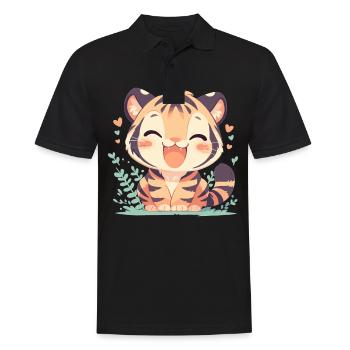 Sumatra-Tiger - Männer Poloshirt - Schwarz - Vorne - Kai (181cm)