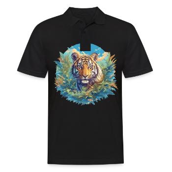 Sumatra-Tiger - Männer Poloshirt - Schwarz - Vorne - Kai (181cm)