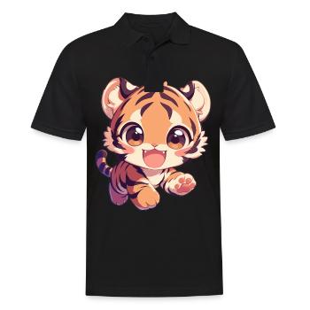 Sumatra-Tiger - Männer Poloshirt - Schwarz - Vorne - Kai (181cm)