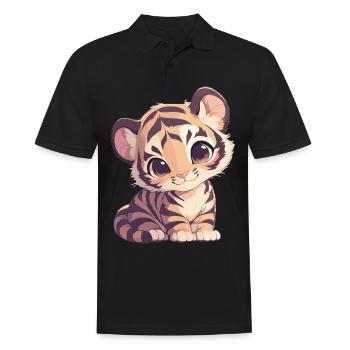 Sumatra-Tiger - Männer Poloshirt - Schwarz - Vorne - Kai (181cm)
