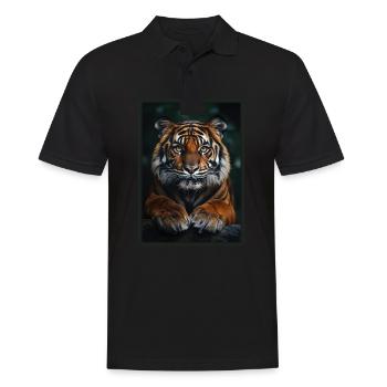 Sumatra-Tiger - Männer Poloshirt - Schwarz - Vorne - Kai (181cm)