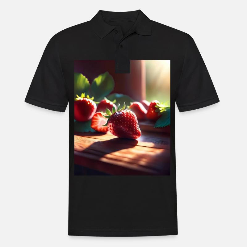 Ich liebe Erdbeeren - Männer Poloshirt - Schwarz