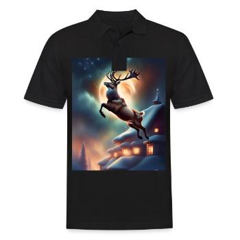 Le renne de Noël du Père Noël - Polo Homme - noir - Devant - Kai (181cm)