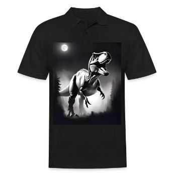 Schwarz-weißer T-Rex - Männer Poloshirt - Schwarz - Vorne - Kai (181cm)