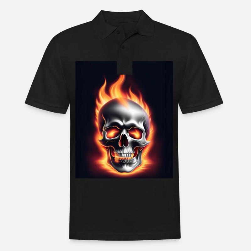 Ein brennender Schädel - Männer Poloshirt - Schwarz