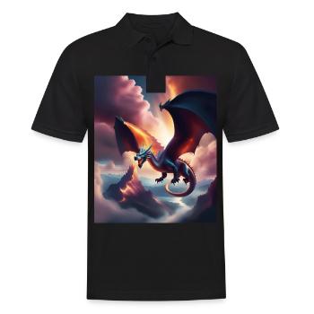 Dragon volant au-dessus des montagnes - Polo Homme - noir - Devant - Kai (181cm)