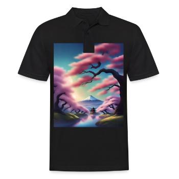 Fuji-Berg in Japan - Männer Poloshirt - Schwarz - Vorne - Kai (181cm)