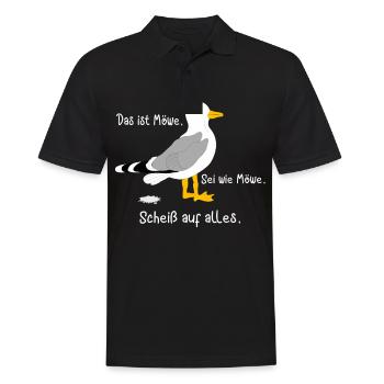 Das ist Möwe. Sei wie Möwe. Scheiß auf alles - Männer Poloshirt - Schwarz - Vorne - Kai (181cm)