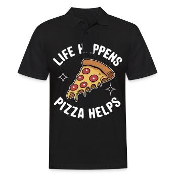 Pizza Italie Restauration rapide - Polo Homme - noir - Devant - Kai (181cm)