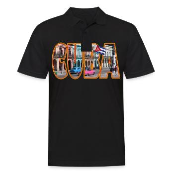 Cuba! Ein Tolles Cuba Schrift-Motiv! - Männer Poloshirt - Schwarz - Vorne - Kai (181cm)