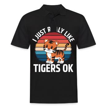 Tiger Tier Zoo Wildtier - Männer Poloshirt - Schwarz - Vorne - Kai (181cm)